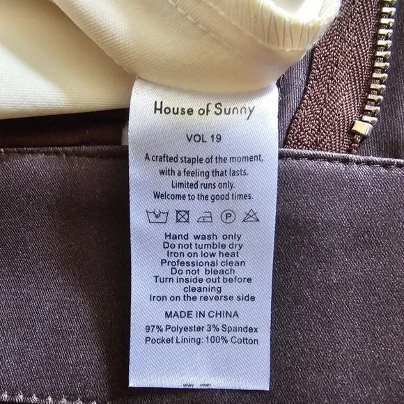 House of Sunny Total Tribal High Waist Light Flare Stretch Pant US 4 Chocolate - Picture 12 of 14